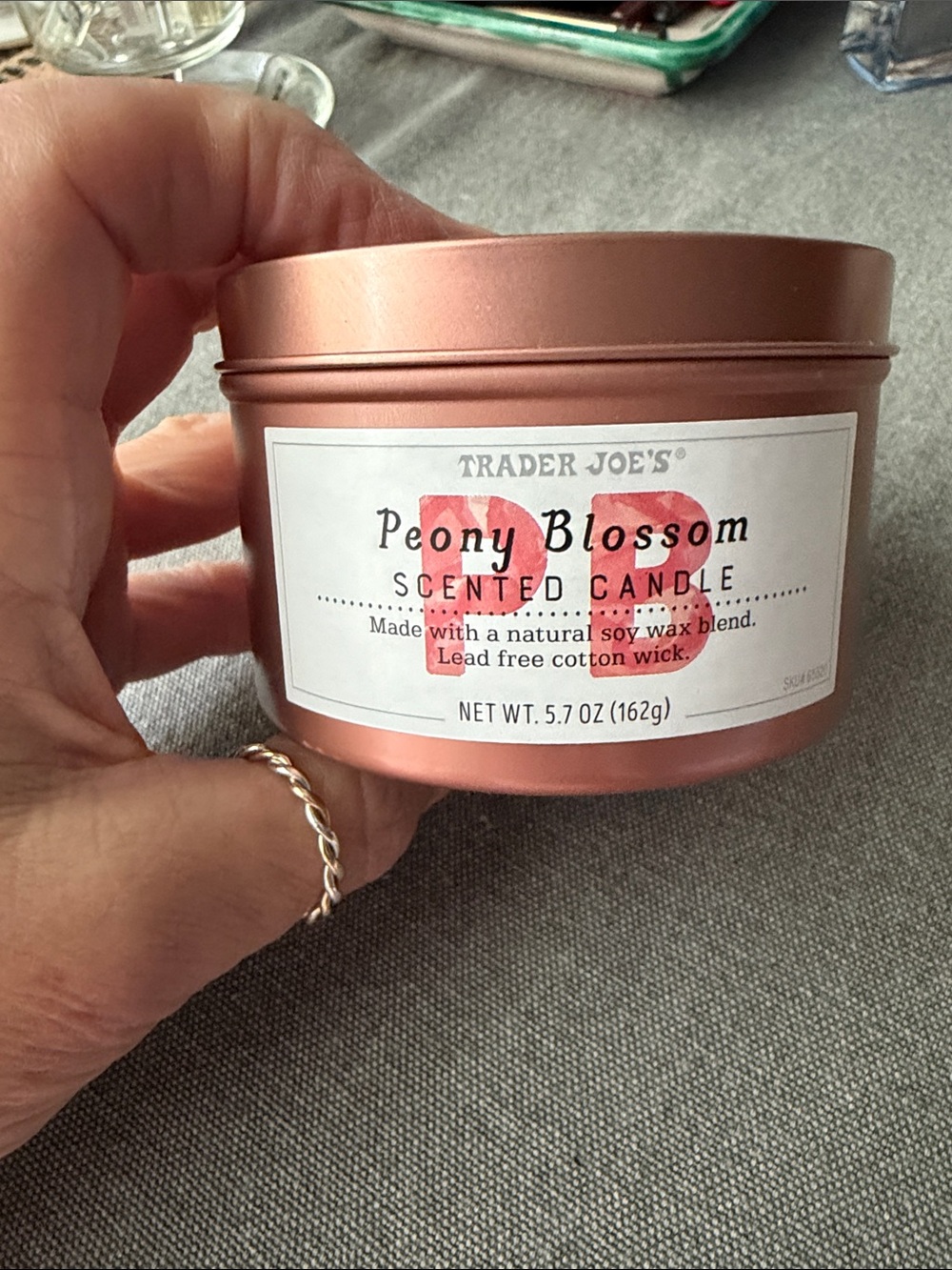Trader Joe's Peony Blossom Scented Candle - Rose Gold
